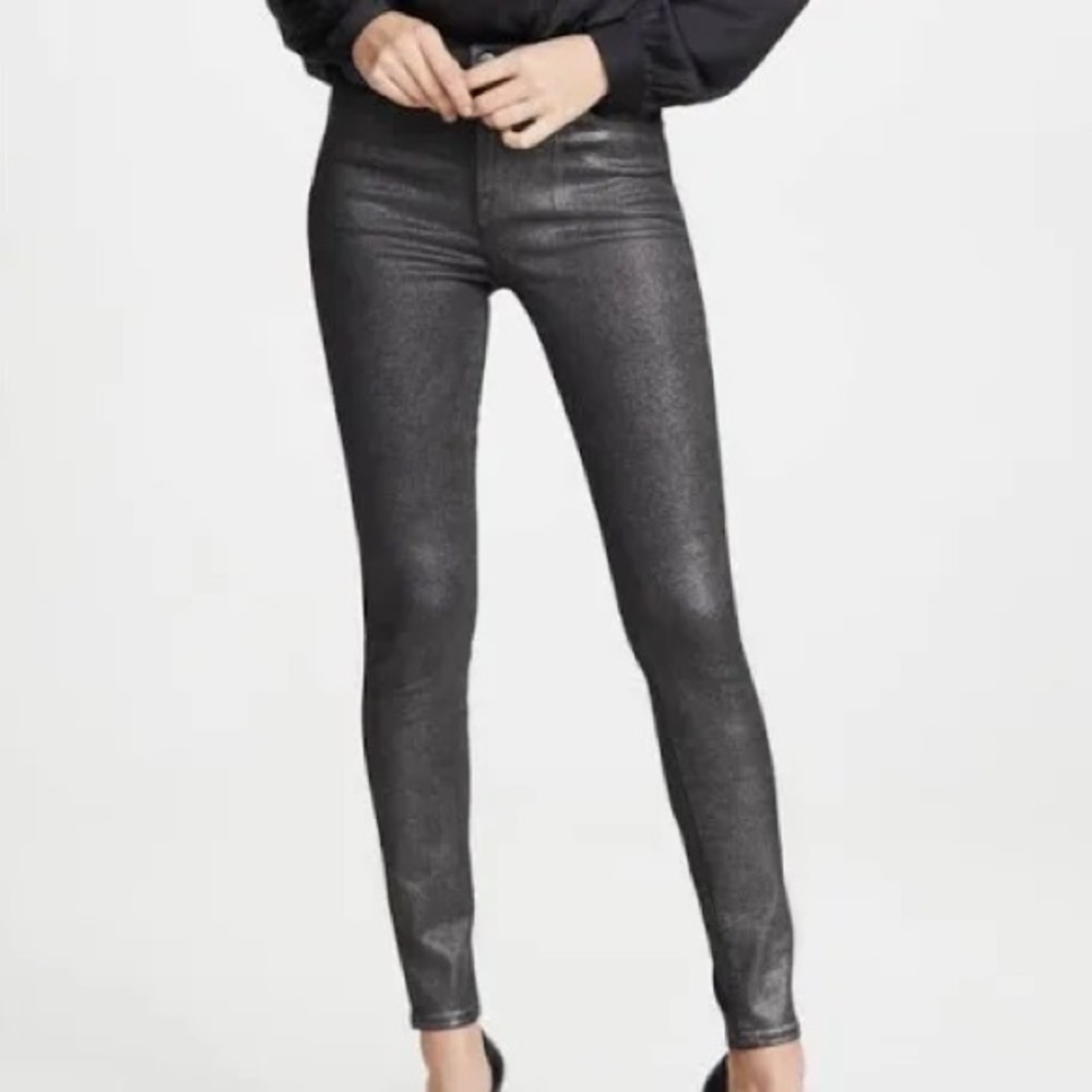 J BRAND Maria Super skinny coated Black High Waist Denim Jeans Size 27 nwt